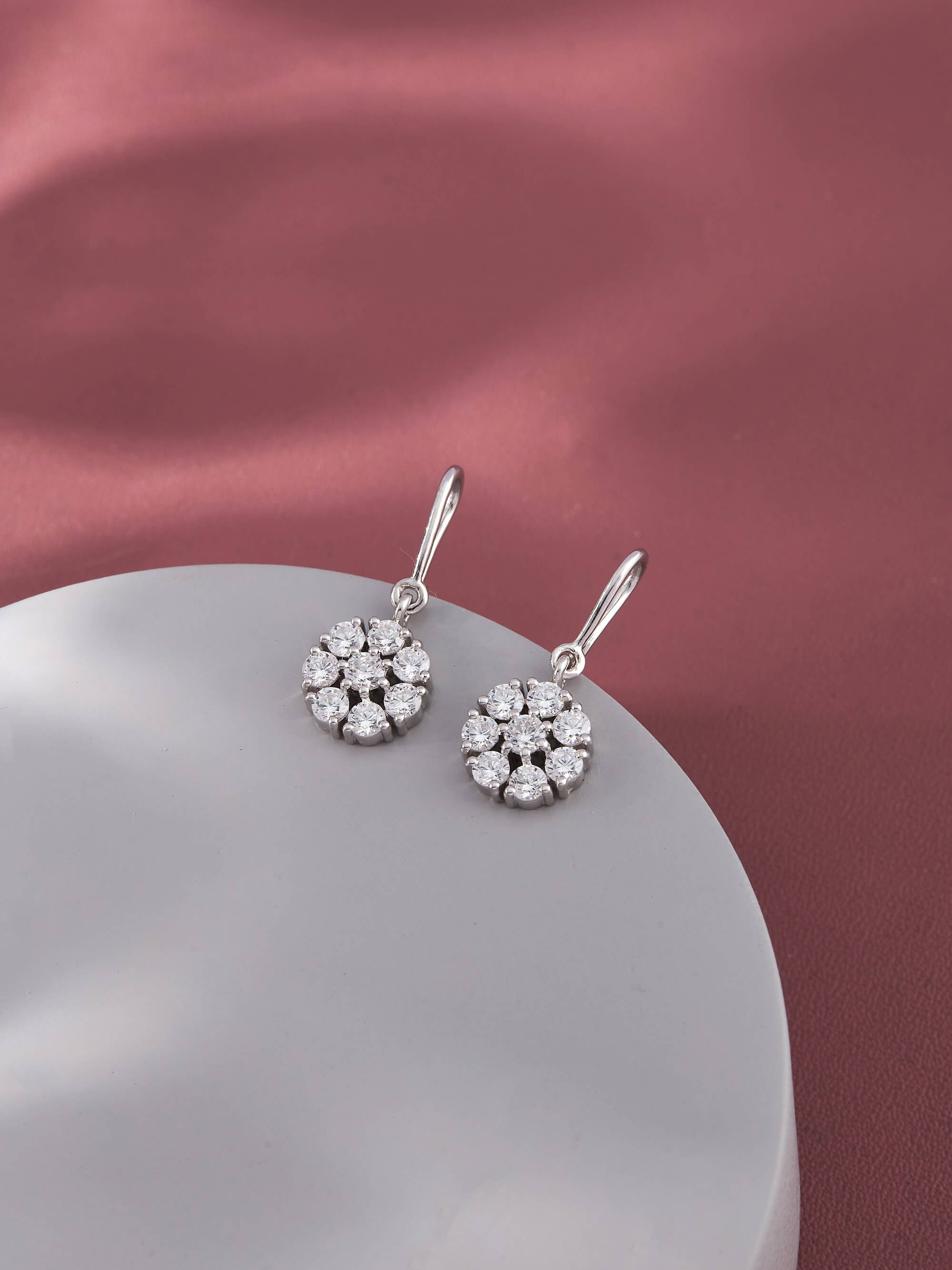 Meila Silver Drop Earrings | White Gold - Shinez By Baxi Jewellers
