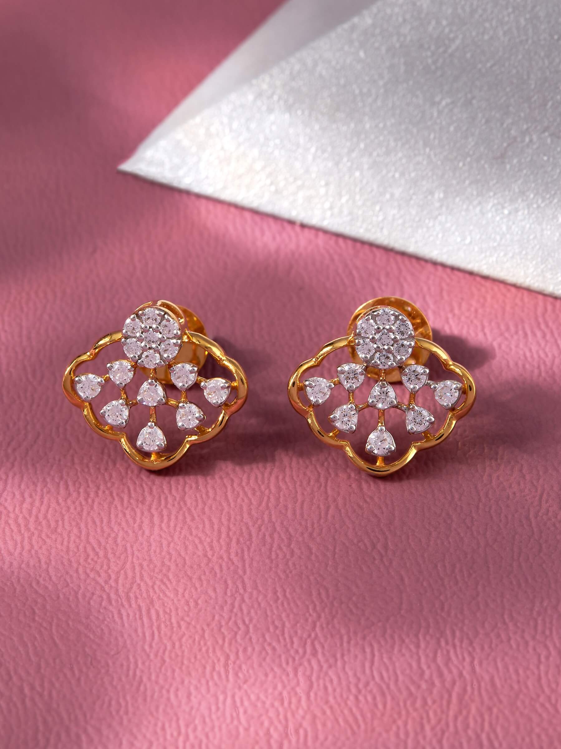 Esme Silver Moissanite Earrings for Women | 22KT Gold Vermeil - Shinez By Baxi Jewellers