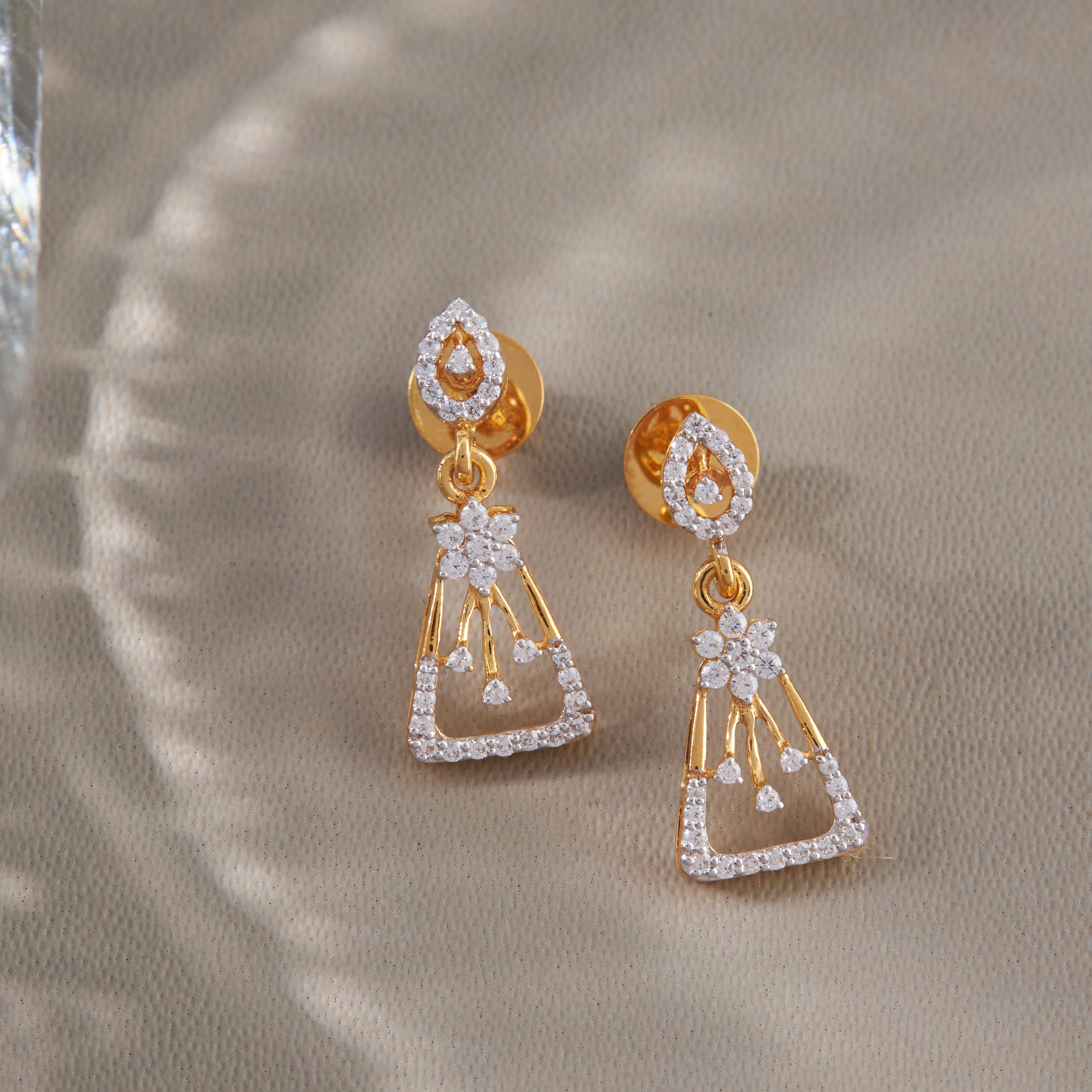 Caralin Silver Dangle Earrings | 22KT Gold Vermeil - Shinez By Baxi Jewellers