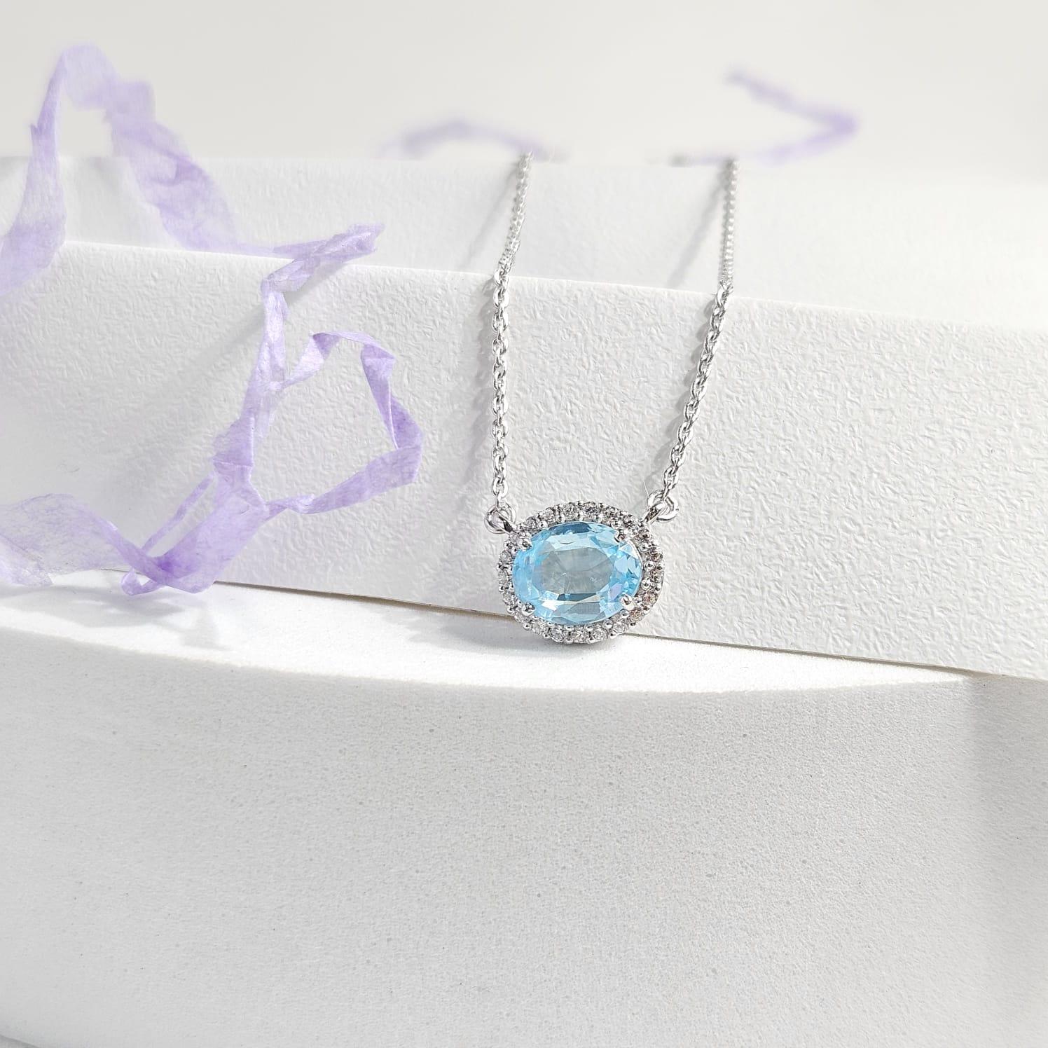 Gen Aquamarine Silver Pendant For Women - Shinez By Baxi Jewellers