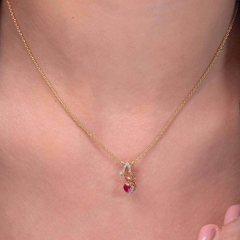 Kaisha Red Ruby Heart Silver Pendant for Women - Shinez By Baxi Jewellers