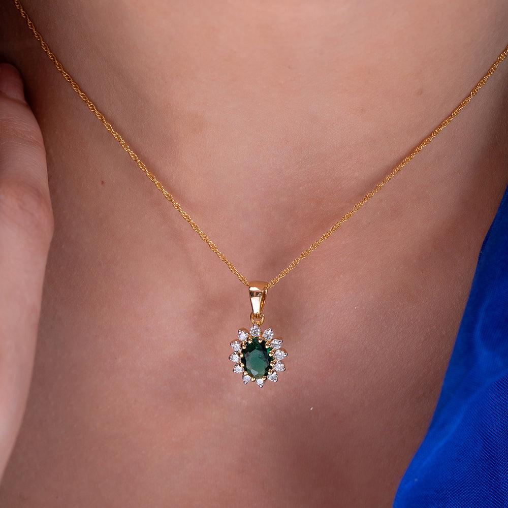 Keeley Green Emerald Silver Pendant for Women - Shinez By Baxi Jewellers