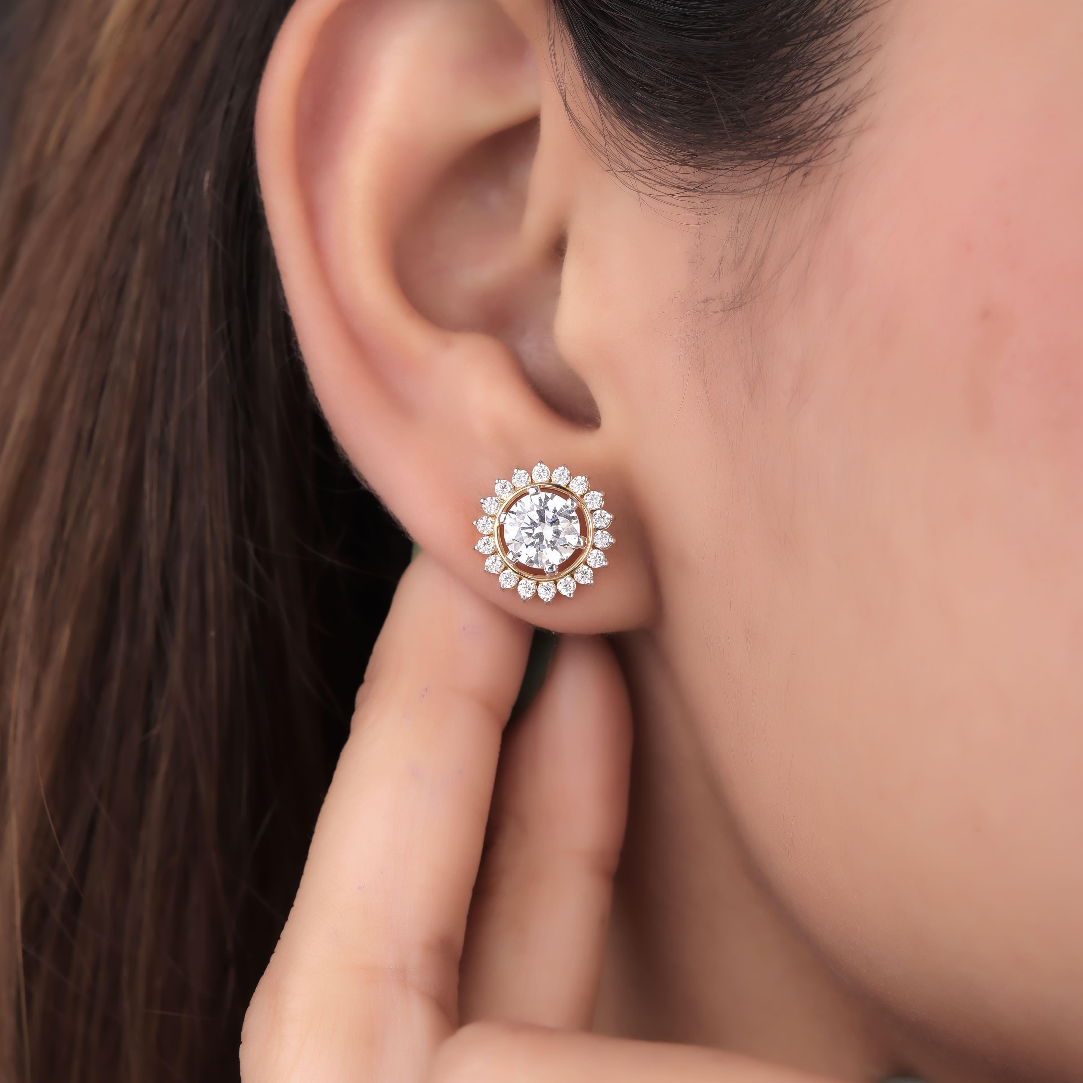 Olive Silver Solitaire Stud Earrings for Women - Shinez By Baxi Jewellers