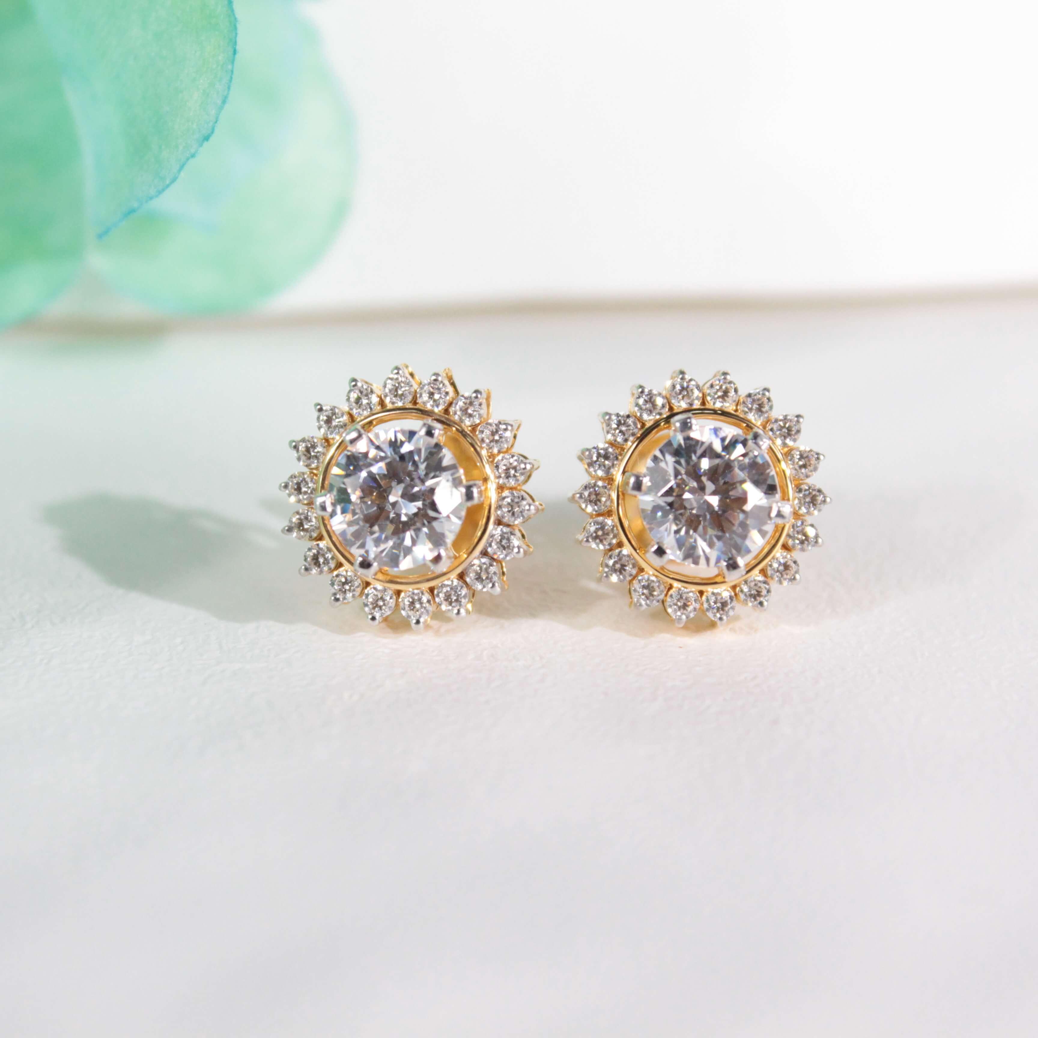 Olive Silver Solitaire Stud Earrings for Women - Shinez By Baxi Jewellers