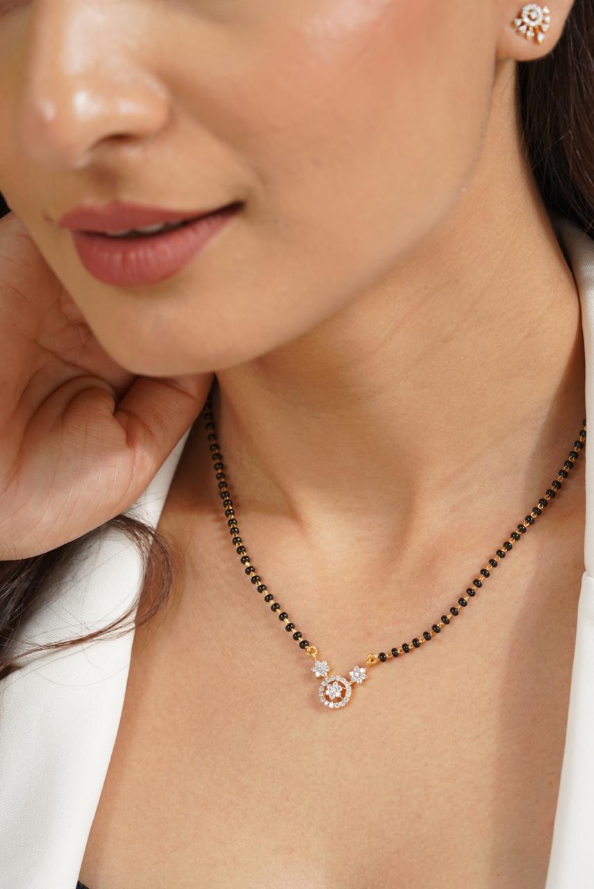 Chitraa Moissanite Silver Mangalsutra | 22KT Gold Vermeil - Shinez By Baxi Jewellers