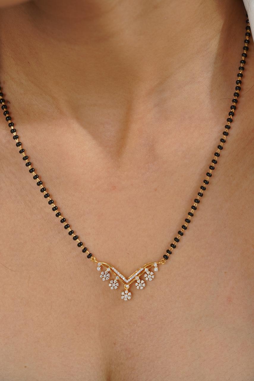 Flora Moissanite Silver Mangalsutra for Women | 22KT Gold Vermeil - Shinez By Baxi Jewellers