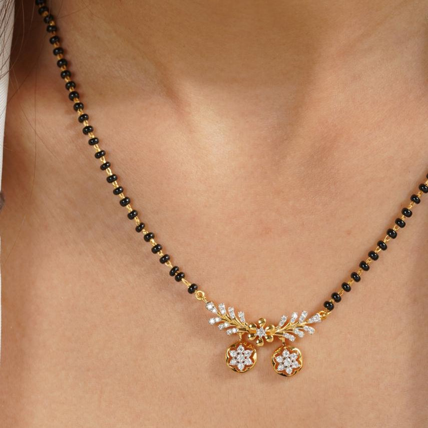 Divine Silver Moissanite Mangalsutra for Women | 22KT Gold Vermeil - Shinez By Baxi Jewellers