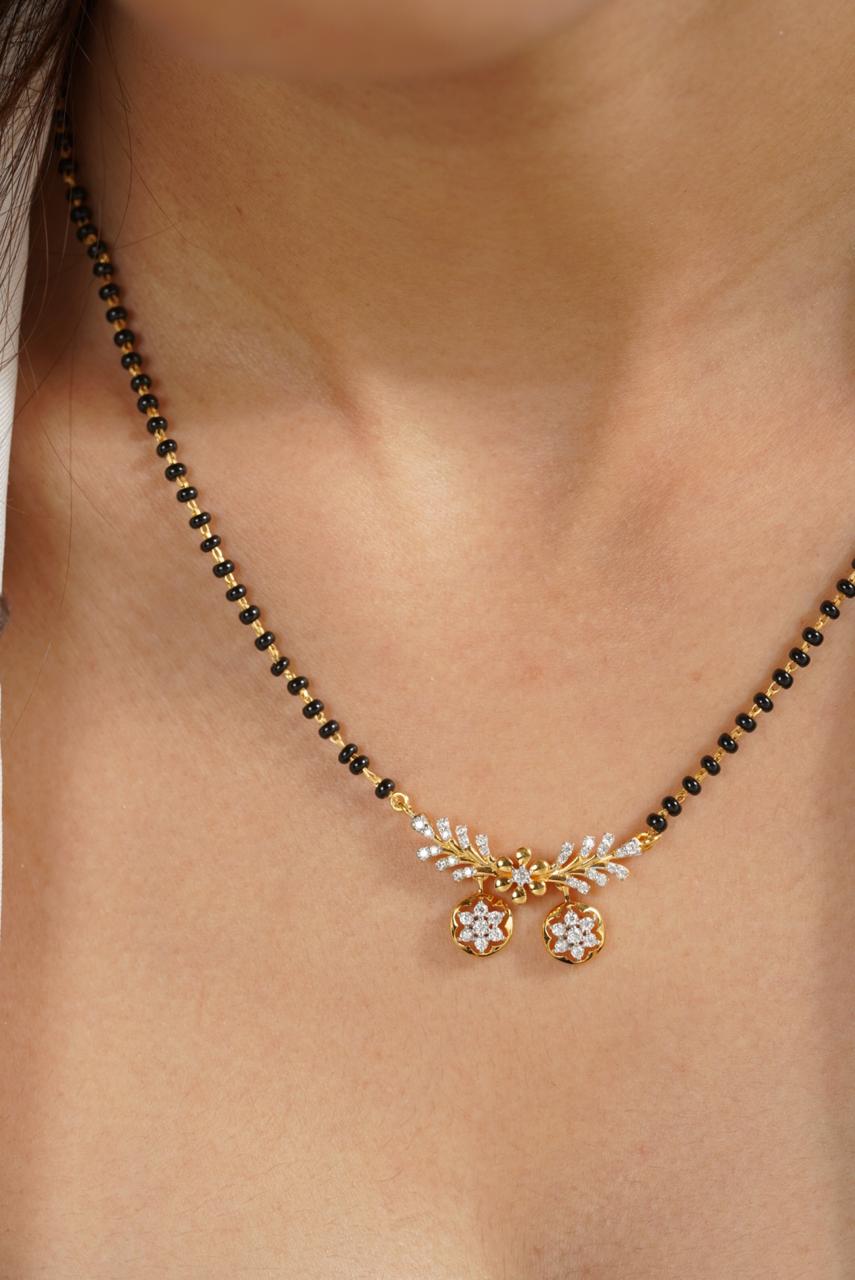 Divine Silver Moissanite Mangalsutra for Women | 22KT Gold Vermeil - Shinez By Baxi Jewellers