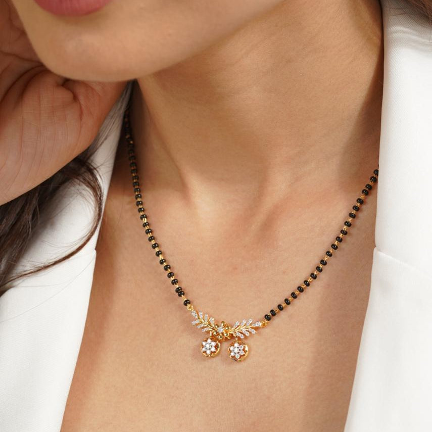 Divine Silver Moissanite Mangalsutra for Women | 22KT Gold Vermeil - Shinez By Baxi Jewellers