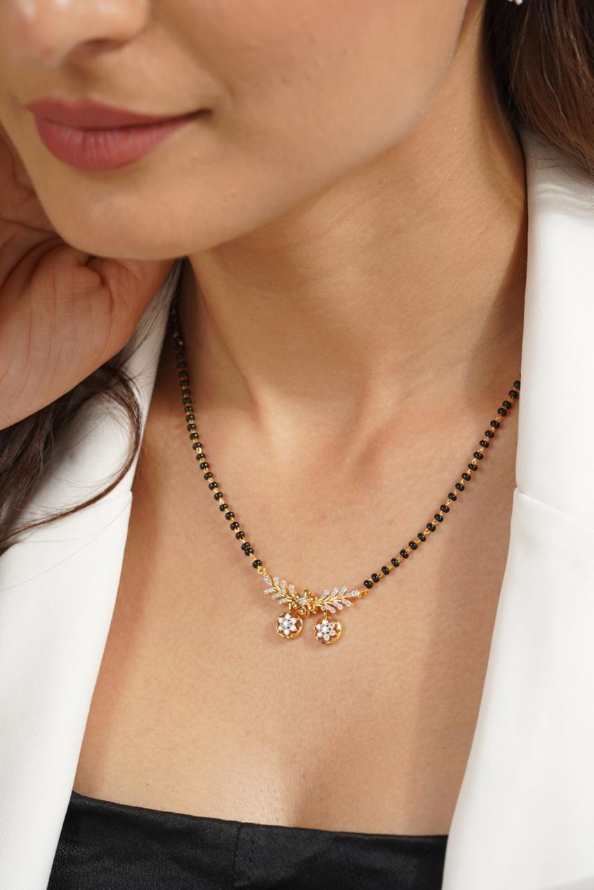 Divine Silver Moissanite Mangalsutra for Women | 22KT Gold Vermeil - Shinez By Baxi Jewellers