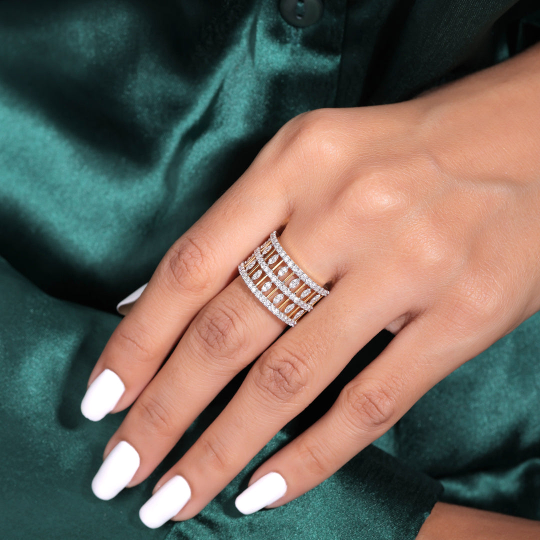 Ziona Silver Band With Swarovski Stones For Women - Shinez By Baxi Jewellers