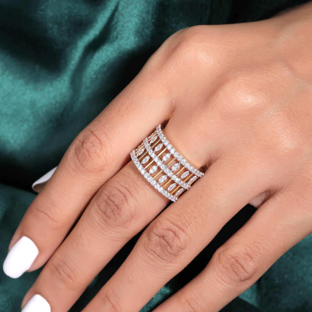 Ziona Silver Band With Swarovski Stones For Women - Shinez By Baxi Jewellers