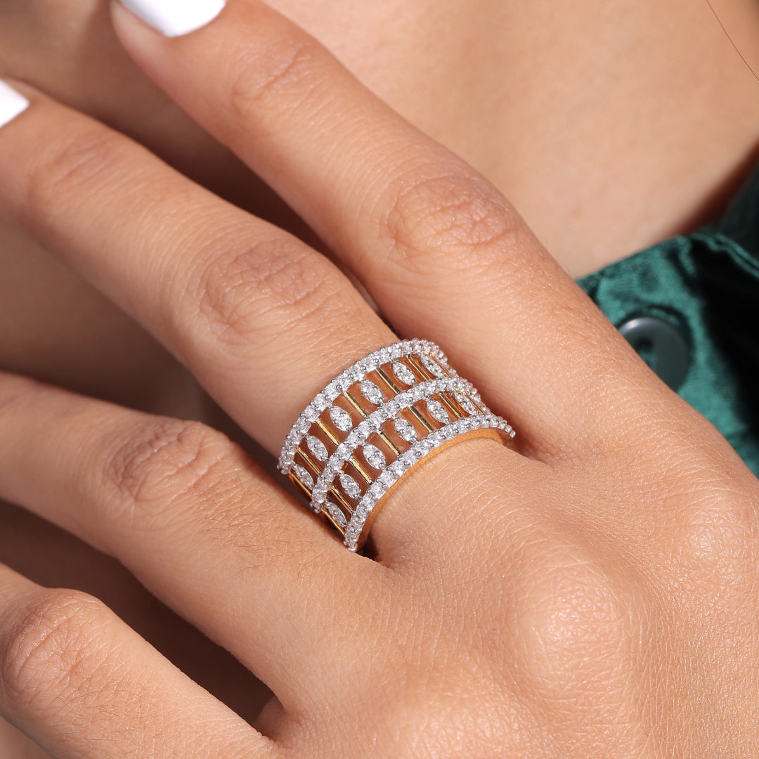 Ziona Silver Band With Swarovski Stones For Women - Shinez By Baxi Jewellers