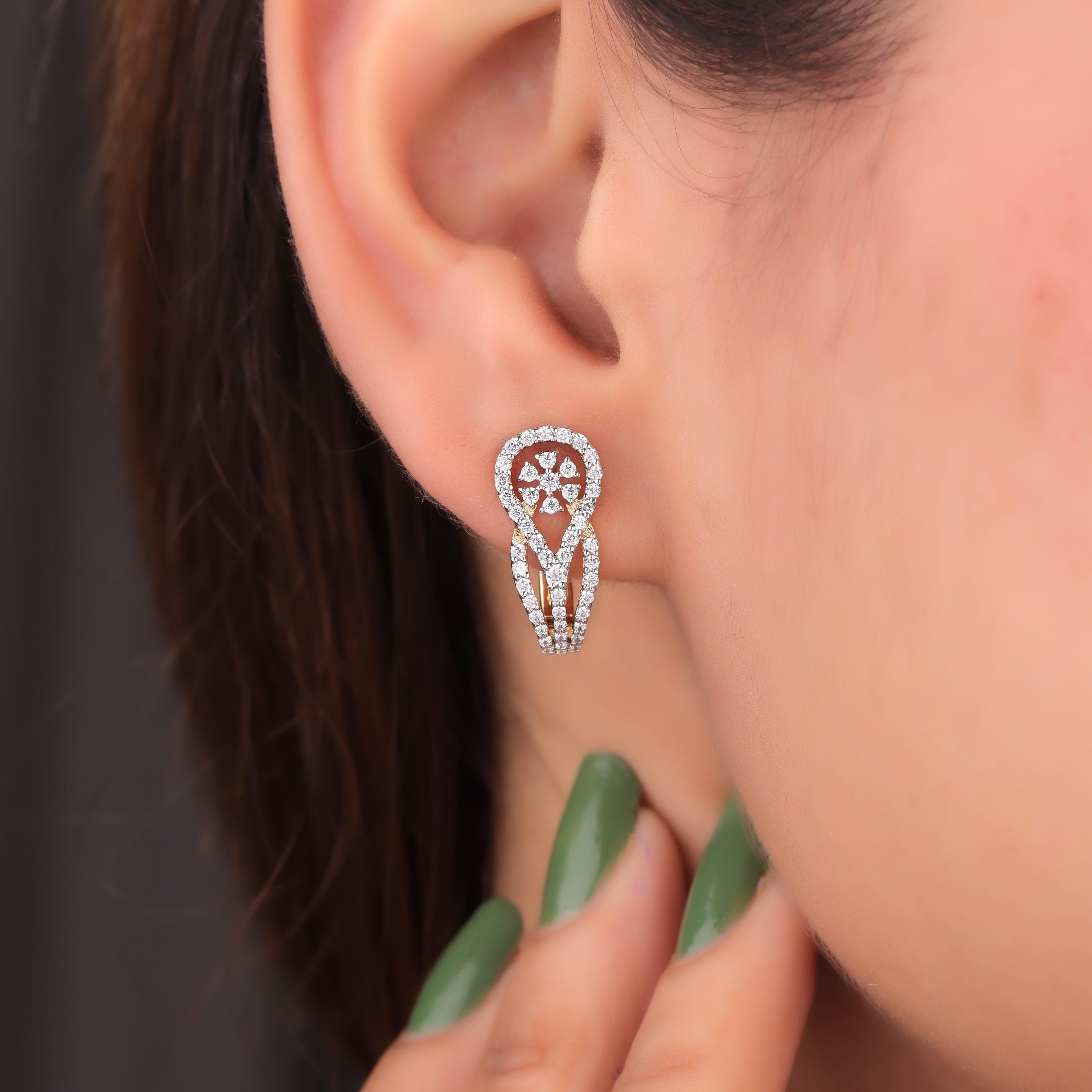 Asha Silver Hoop Earrings for Women - Shinez By Baxi Jewellers