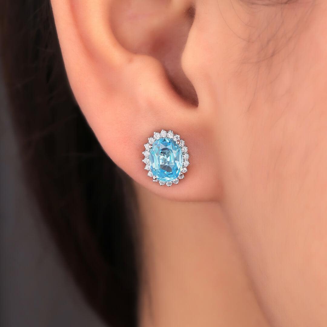 Ralmy Blue Aquamarine Silver Stud Earrings - Shinez By Baxi Jewellers