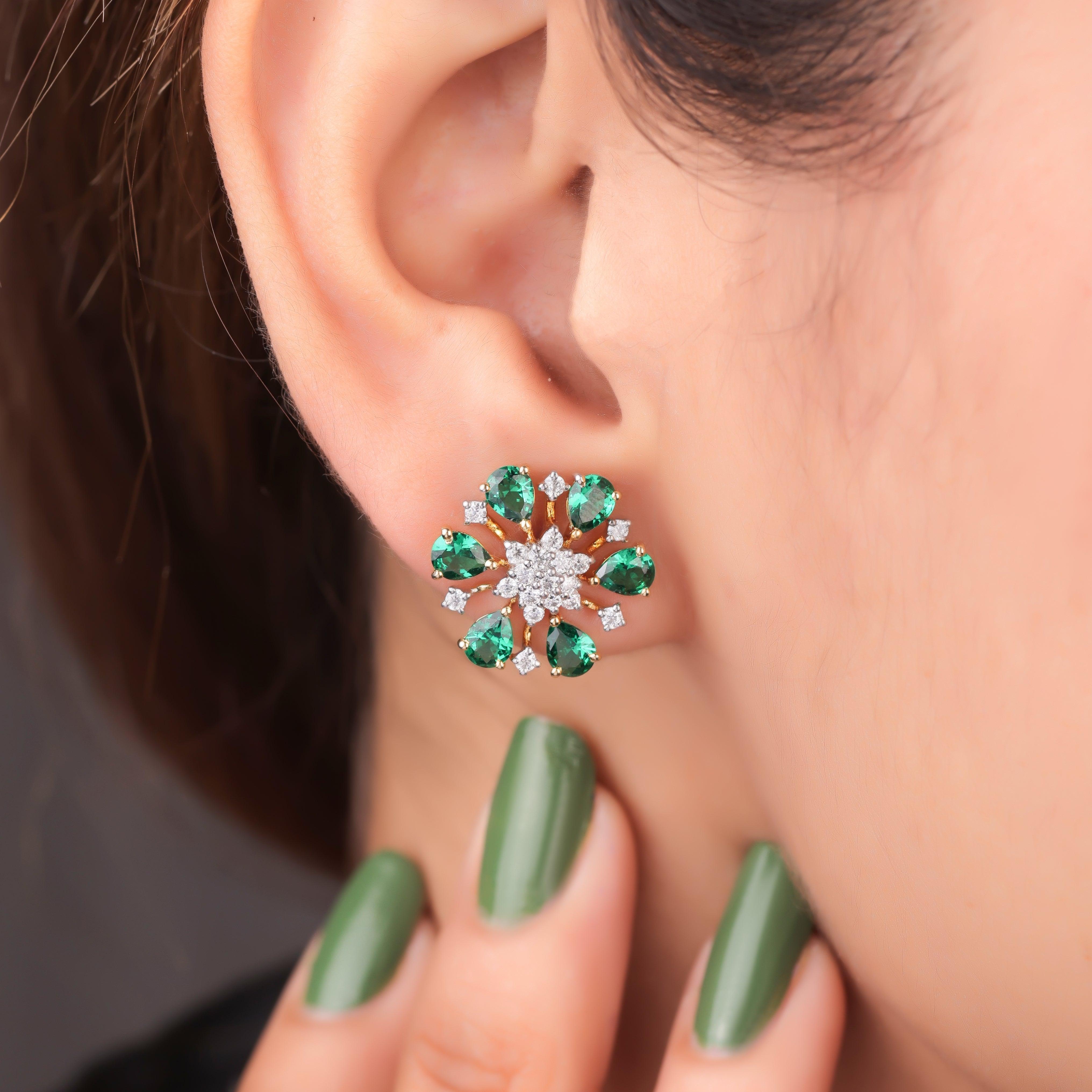 Yan Silver Stud Earrings for Women - Shinez By Baxi Jewellers