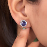 Sicca Tanzanite Silver Stud Earrings for Women - Shinez By Baxi Jewellers
