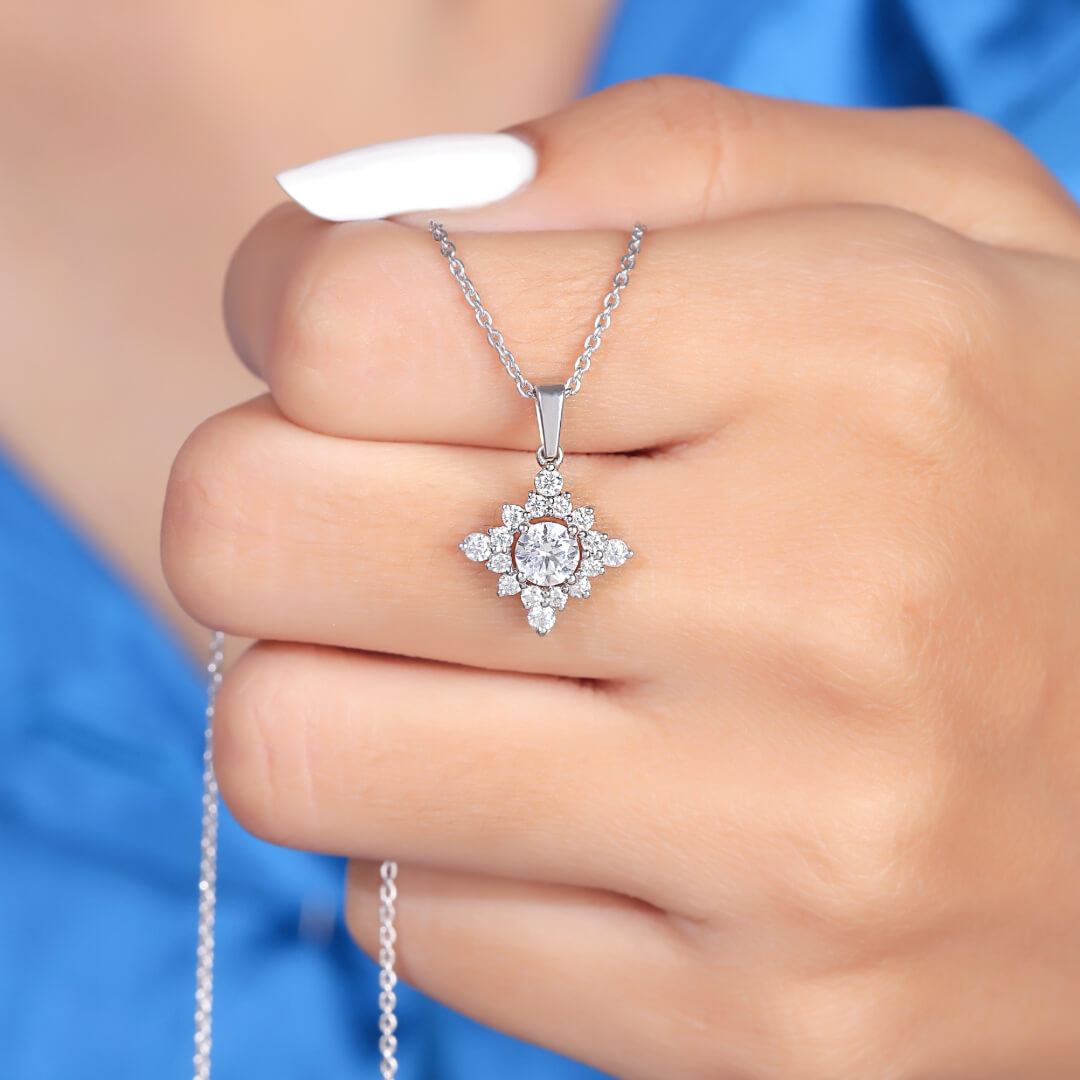 Victoria Swarovski Crystal Silver Pendant For Women - Shinez By Baxi Jewellers