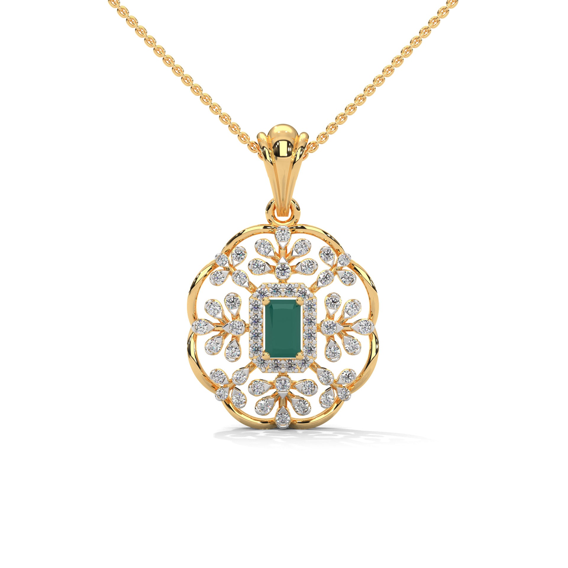 Raza Moissanite Silver Pendant | 22KT Gold Vermeil - Shinez By Baxi Jewellers