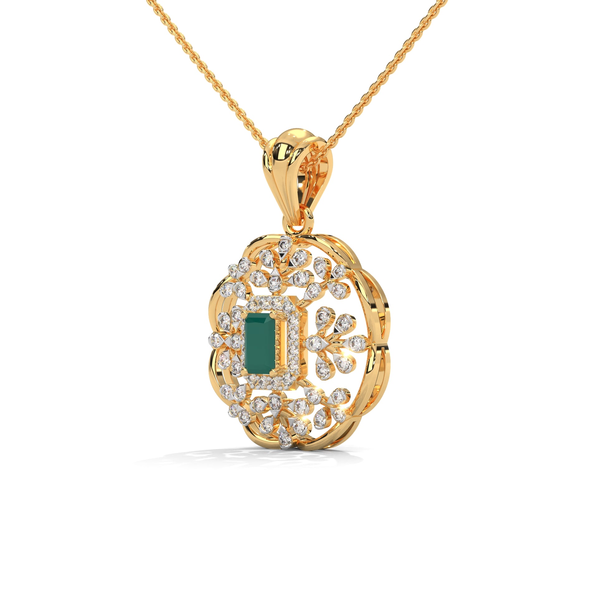 Raza Moissanite Silver Pendant | 22KT Gold Vermeil - Shinez By Baxi Jewellers