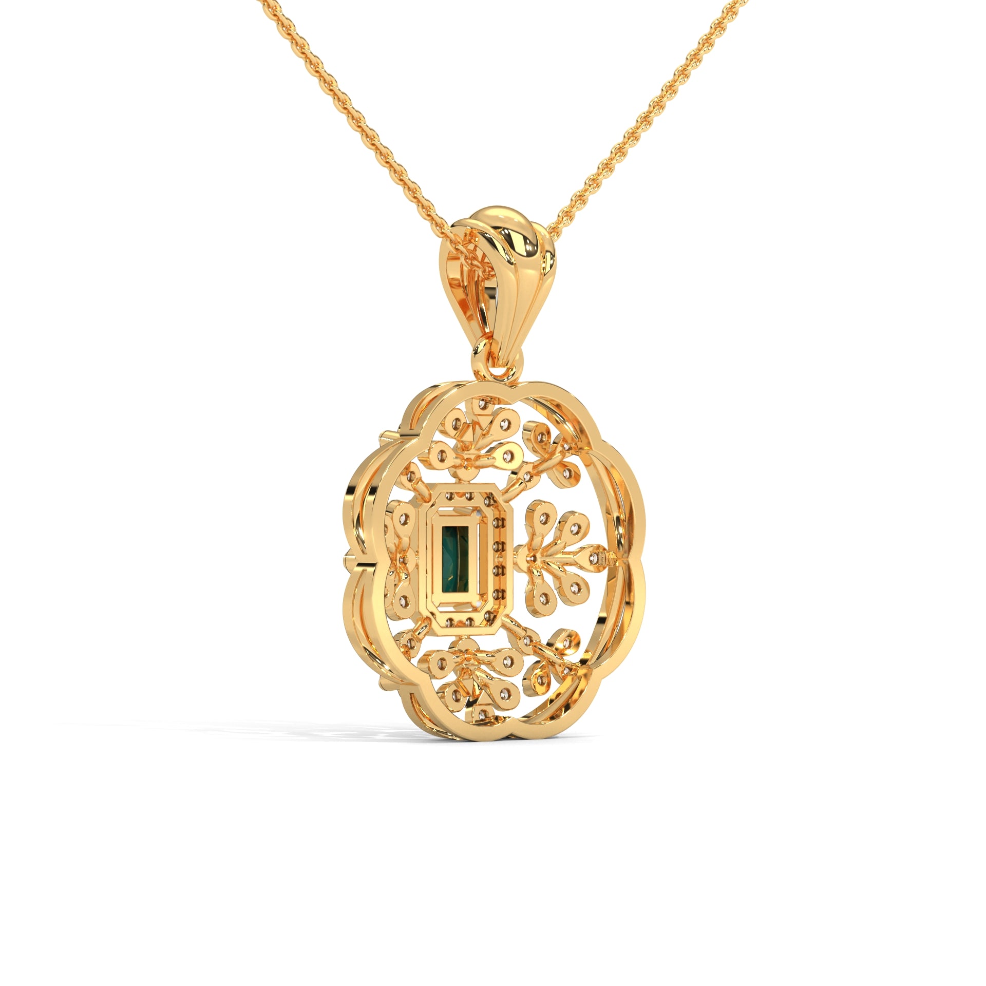 Raza Moissanite Silver Pendant | 22KT Gold Vermeil - Shinez By Baxi Jewellers