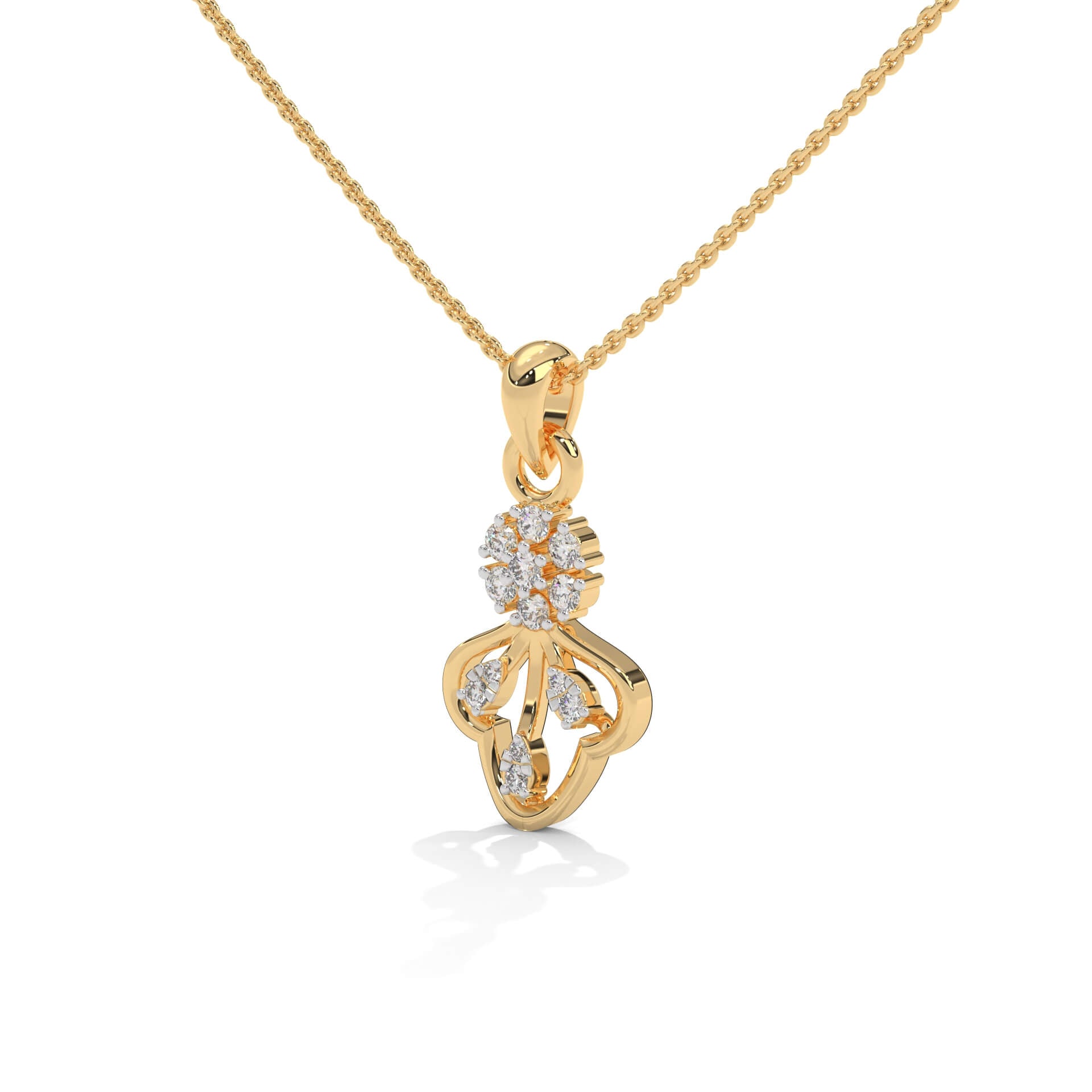 Trisha Silver Pendant with Chain | 22KT Gold Vermeil - Shinez By Baxi Jewellers
