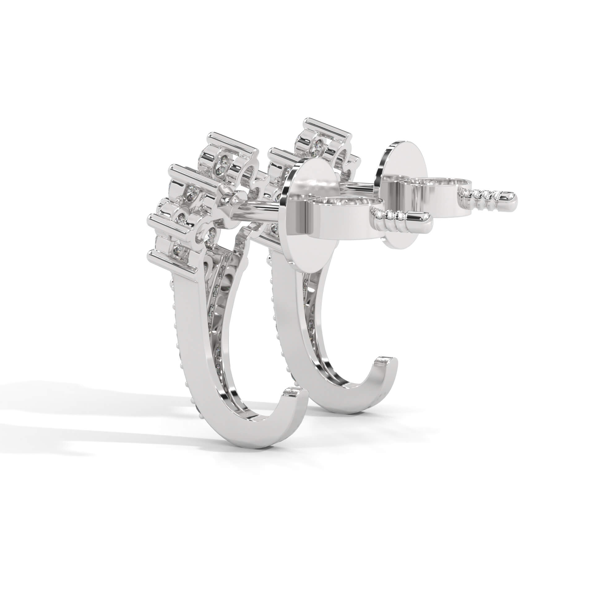 Roman Silver Hoop Earrings for Women White Gold - Shinez By Baxi Jewellers
