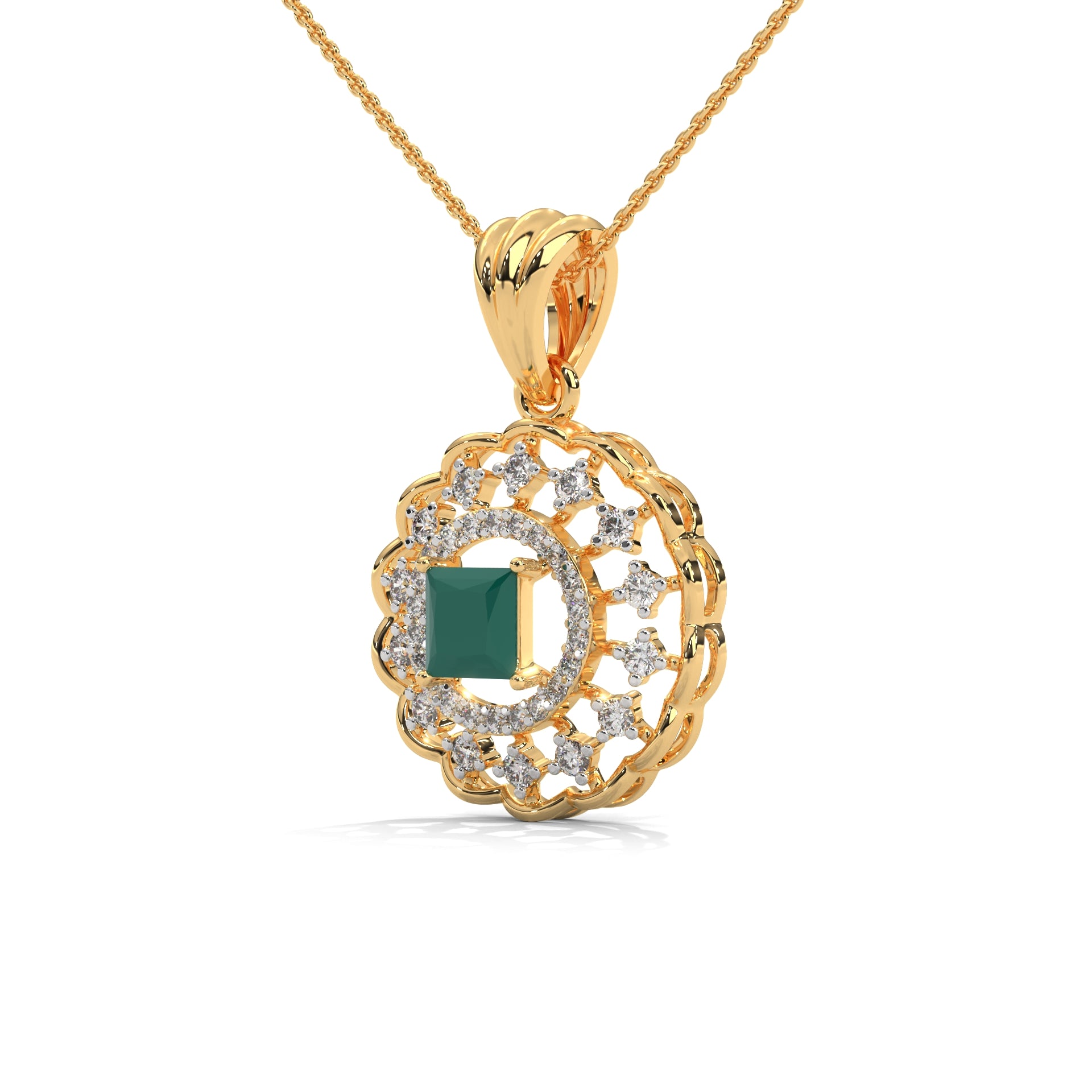 Calla Moissanite Silver Pendant | 22KT Gold Vermeil - Shinez By Baxi Jewellers