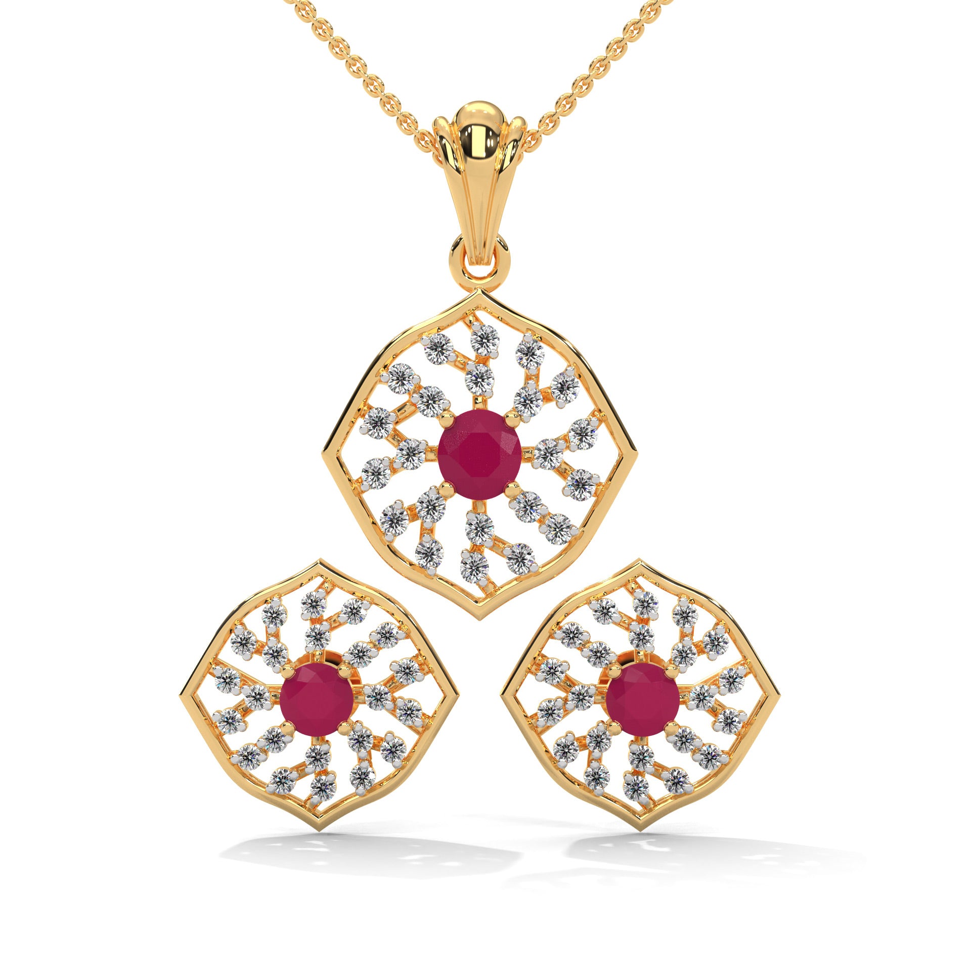 Nelia Moissanite Pendant and Earrings Set - Shinez By Baxi Jewellers