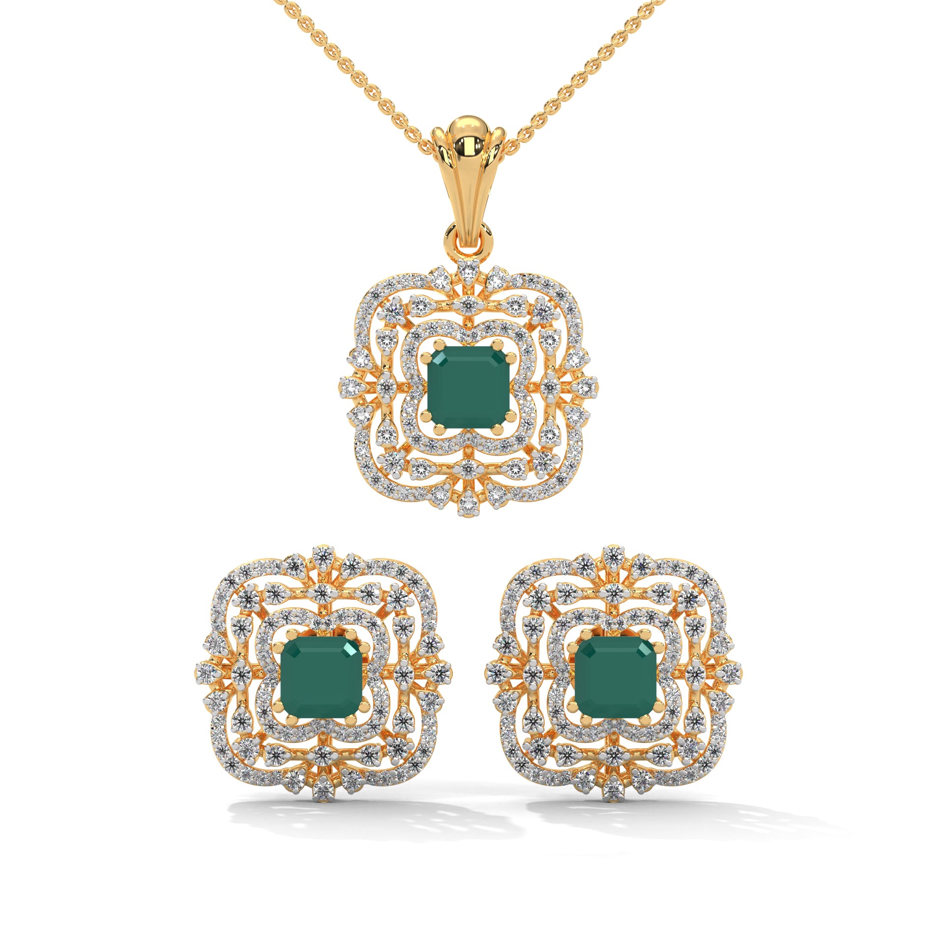 Aryahi Moissanite Pendant and Earrings Set - Shinez By Baxi Jewellers