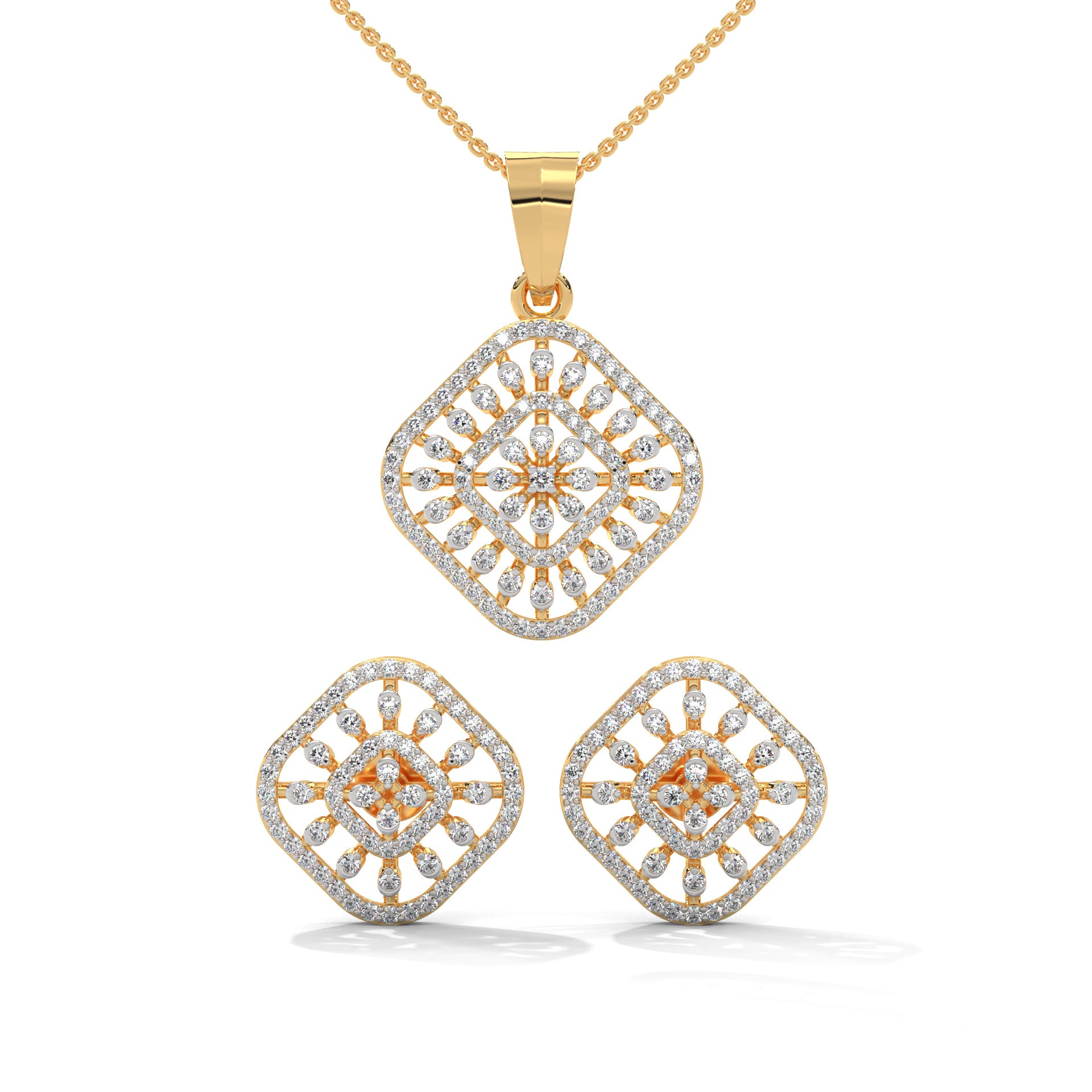 Solana Moissanite Pendant and Earrings Set - Shinez By Baxi Jewellers