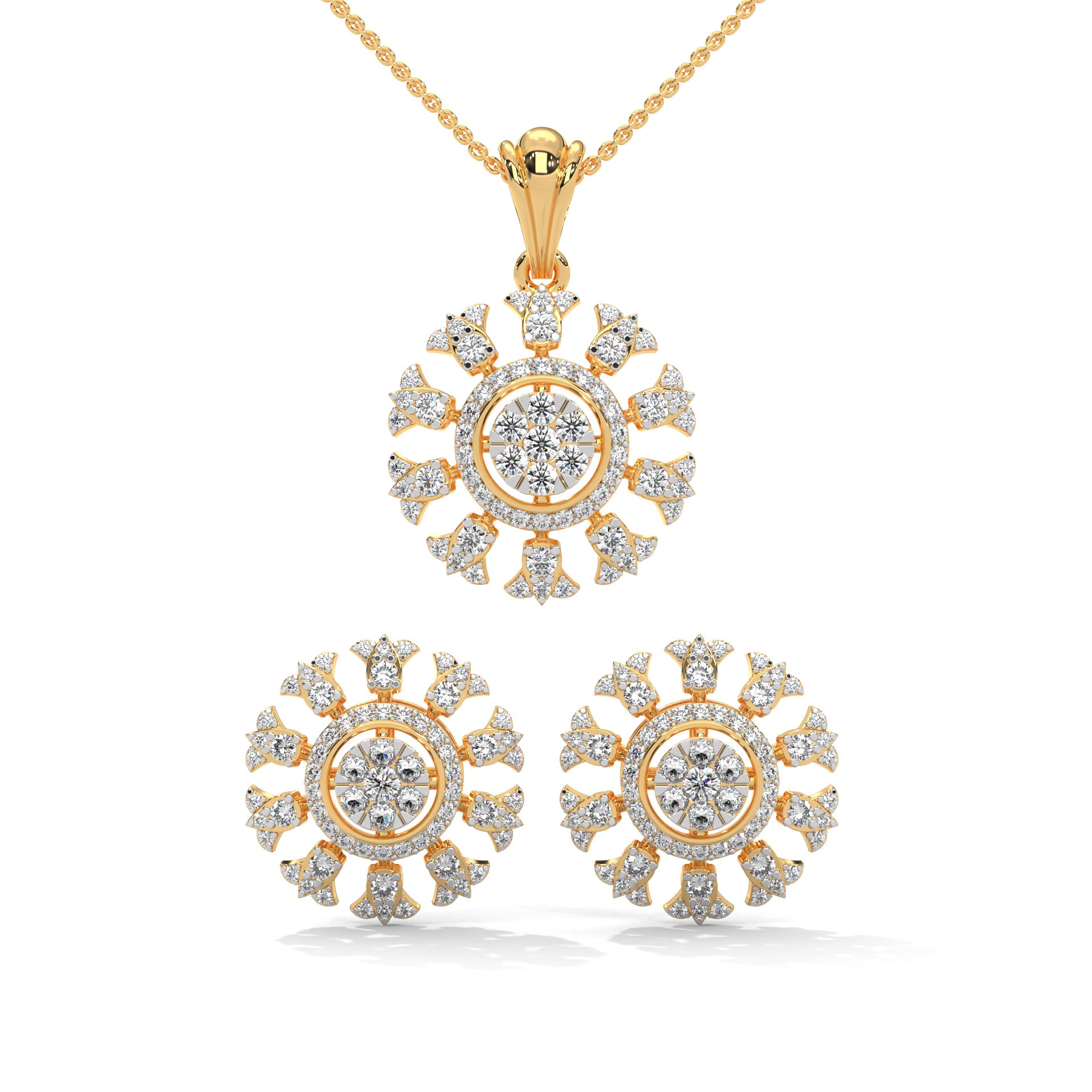 Diam Moissanite Pendant and Earrings Set - Shinez By Baxi Jewellers