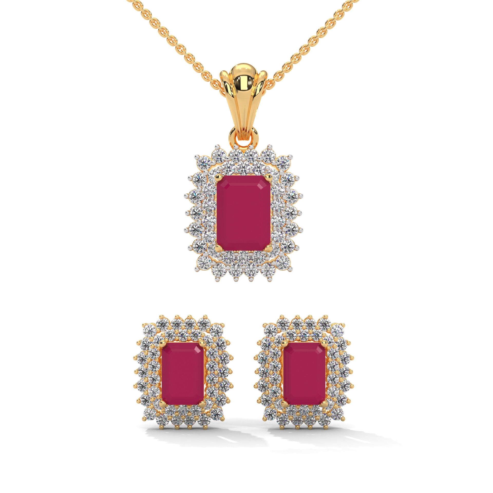 Alicia Moissanite Pendant and Earrings Set - Shinez By Baxi Jewellers