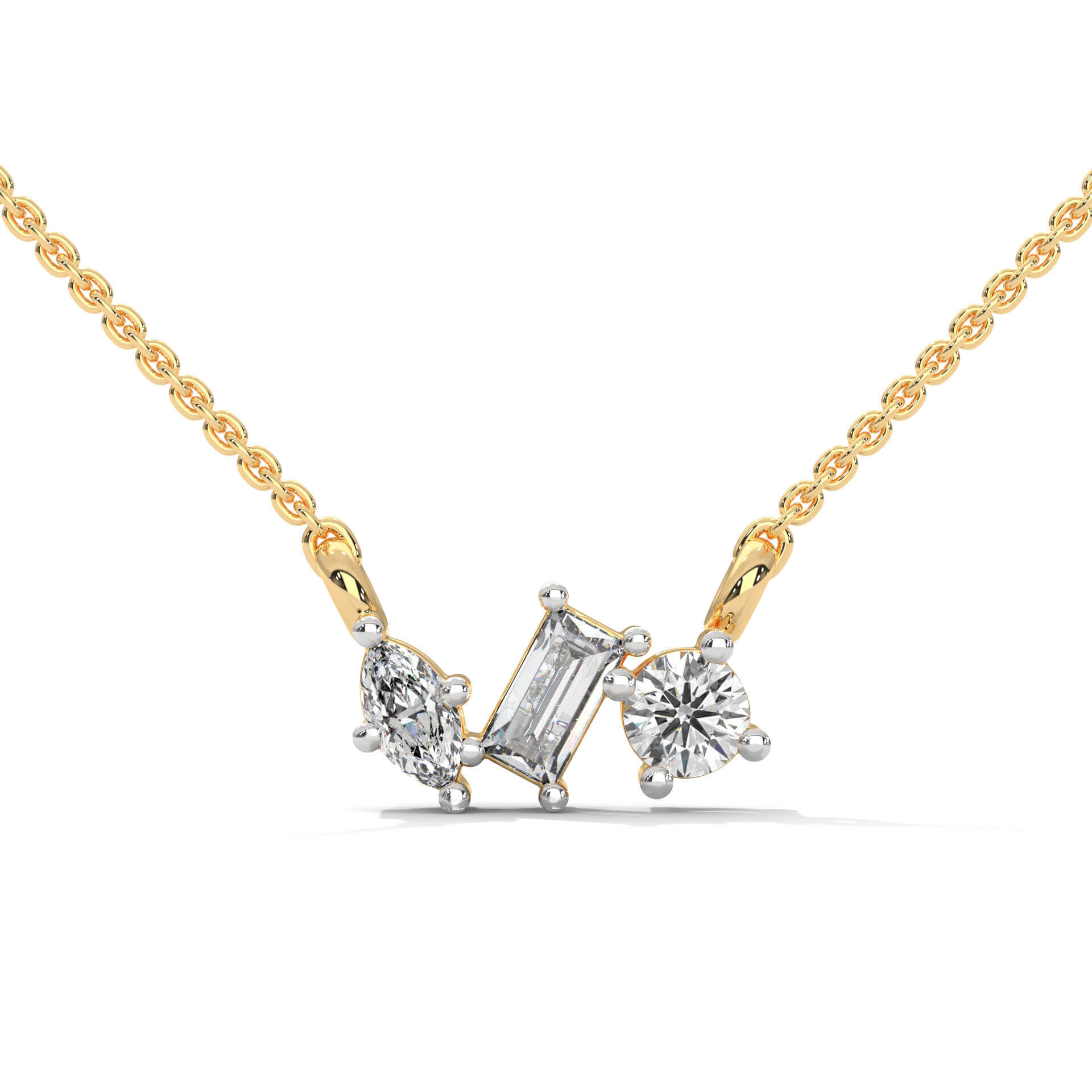 Adelle Solitaire Silver Pendant with Chain | 22KT Gold Vermeil - Shinez By Baxi Jewellers