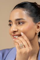 Delina Silver Moissanite Adjustable Ring | 22KT Gold Vermeil - Shinez By Baxi Jewellers