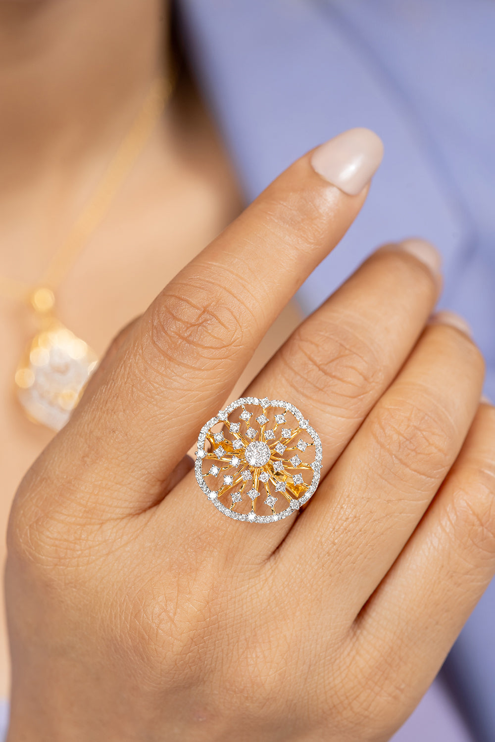 Delina Silver Moissanite Adjustable Ring | 22KT Gold Vermeil - Shinez By Baxi Jewellers