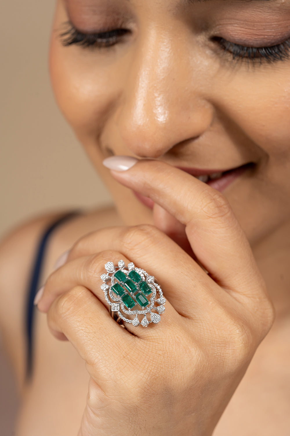 Mishka Silver Moissanite Adjustable Ring - Shinez By Baxi Jewellers