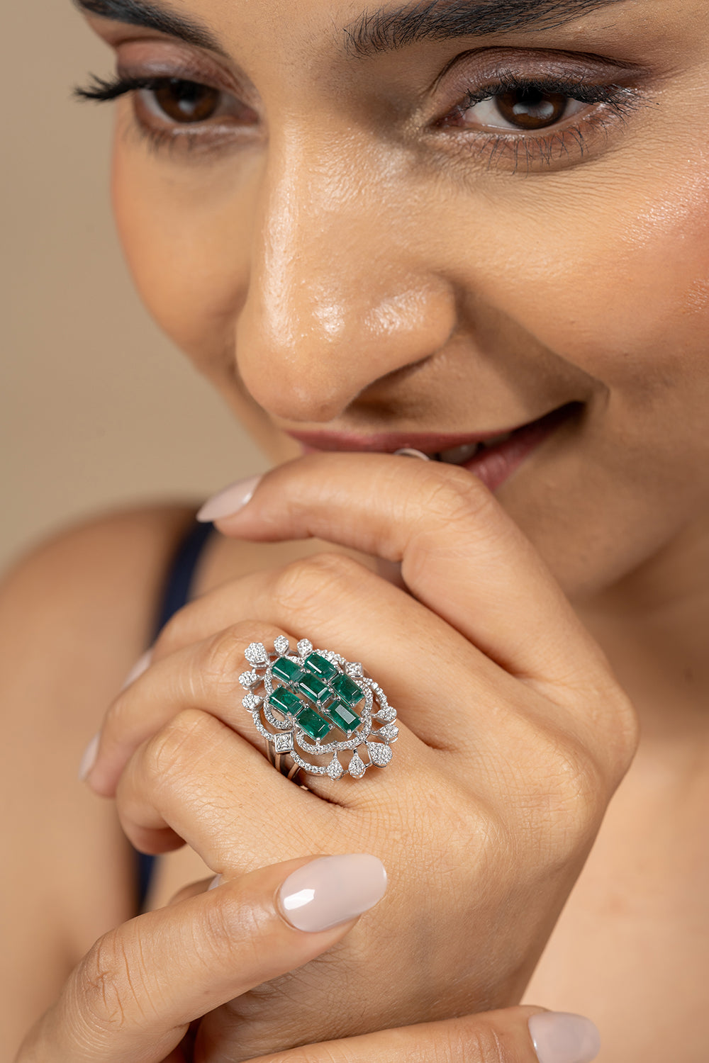 Mishka Silver Moissanite Adjustable Ring - Shinez By Baxi Jewellers