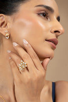 Cori Polki Silver Moissanite Adjustable Ring | 22KT Gold Vermeil - Shinez By Baxi Jewellers