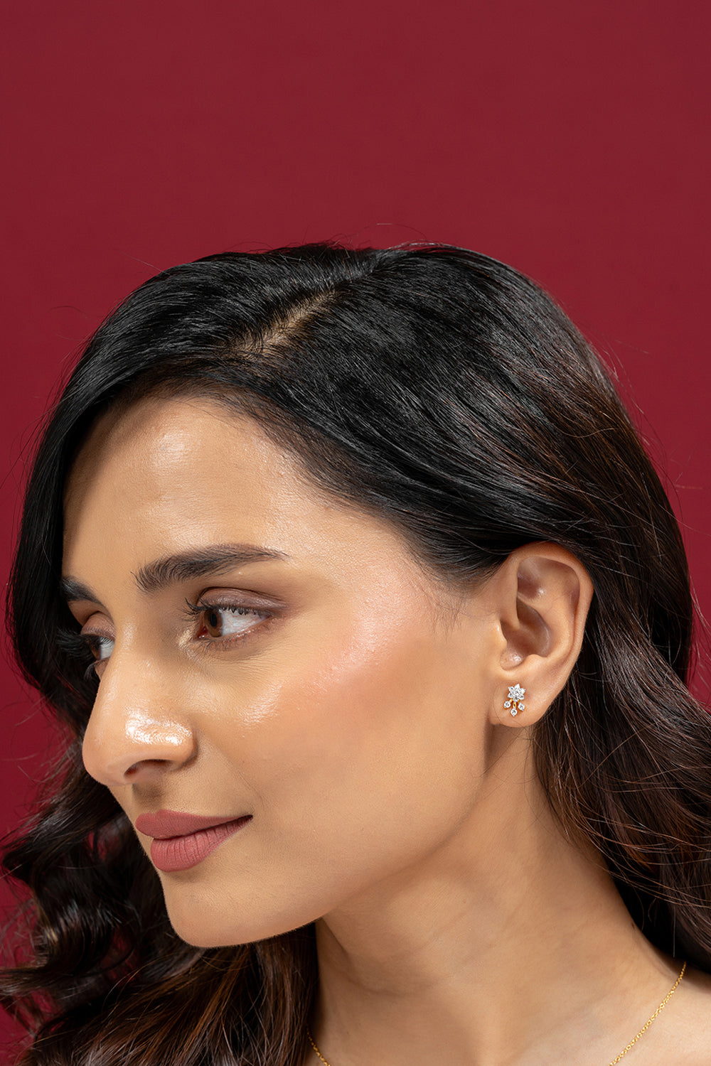 Tristana Moissanite Silver Stud Earrings | 22KT Gold Vermeil - Shinez By Baxi Jewellers