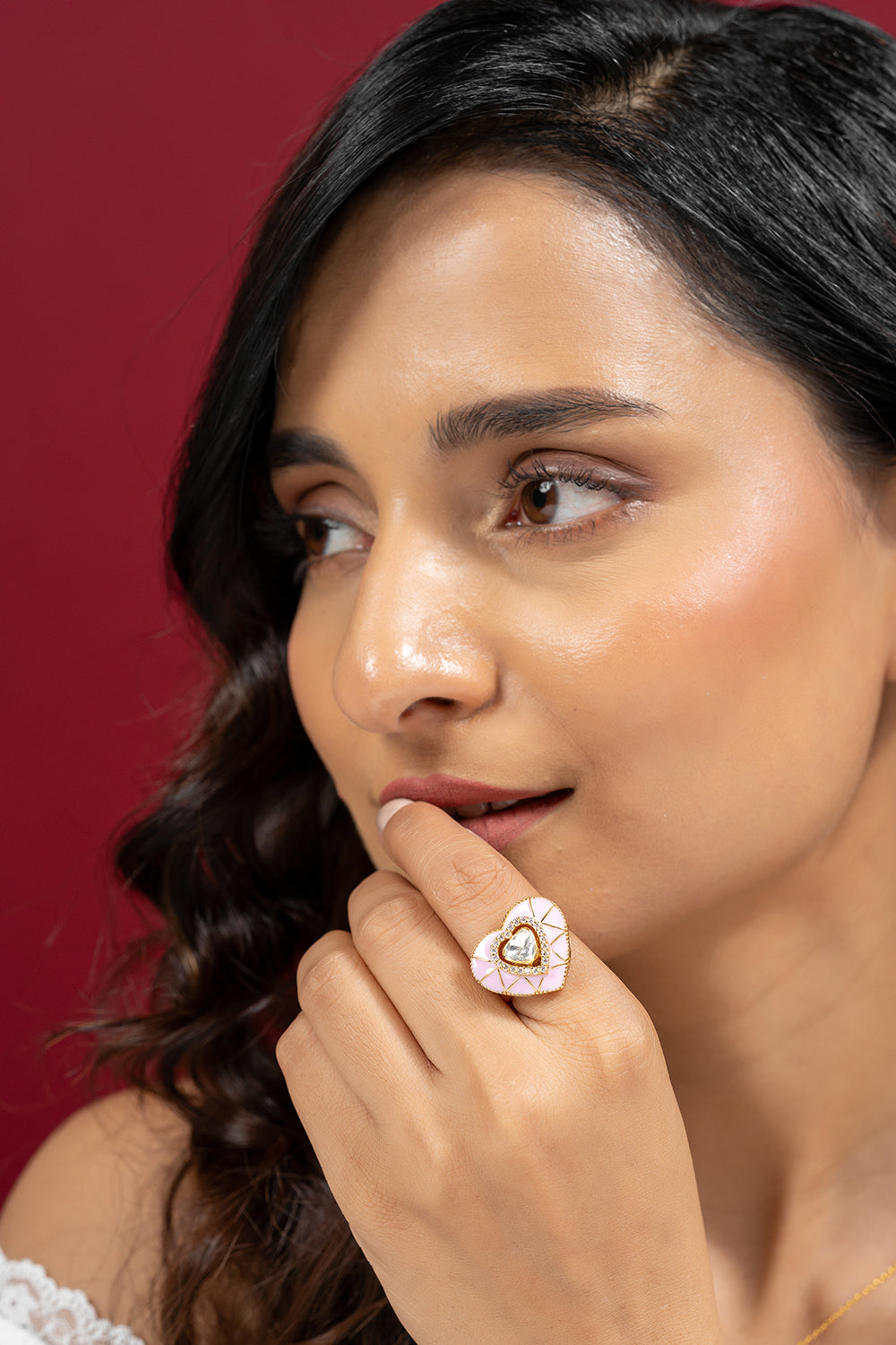 Jazzy Polki Silver Moissanite Adjustable Ring | 22KT Gold Vermeil - Shinez By Baxi Jewellers