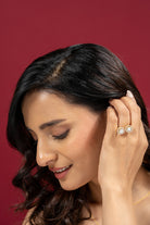 Ina Polki Silver Moissanite Adjustable Ring | 22KT Gold Vermeil - Shinez By Baxi Jewellers