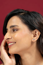Mira 1 carat each Solitaire Silver Studs | 22KT Gold Vermeil - Shinez By Baxi Jewellers
