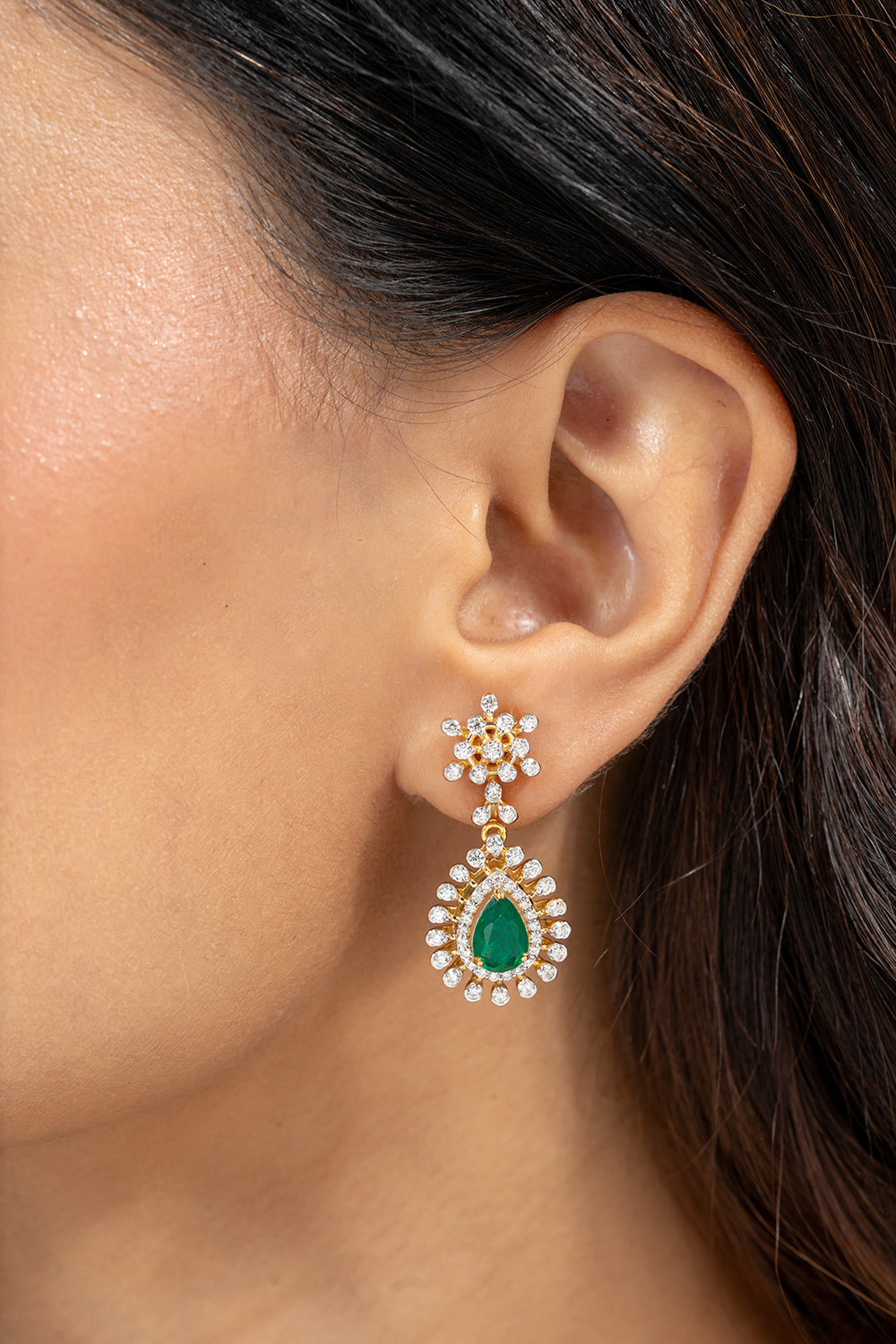 Ahana Moissanite Diamond Necklace Earrings Set | 22KT Gold Vermeil - Shinez By Baxi Jewellers