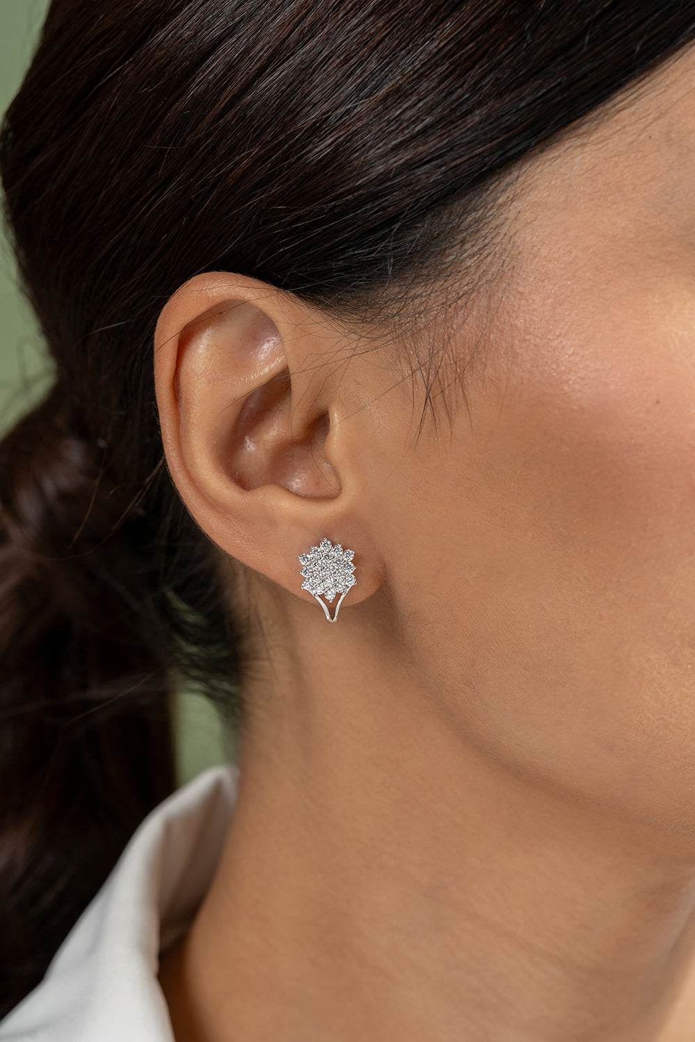 Zanha Silver Moissanite Hoop Earrings for Women White Gold - Shinez By Baxi Jewellers