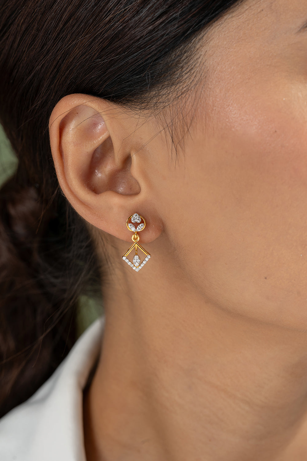 Kadie Silver Moissanite Dangle Earrings | 22KT Gold Vermeil - Shinez By Baxi Jewellers