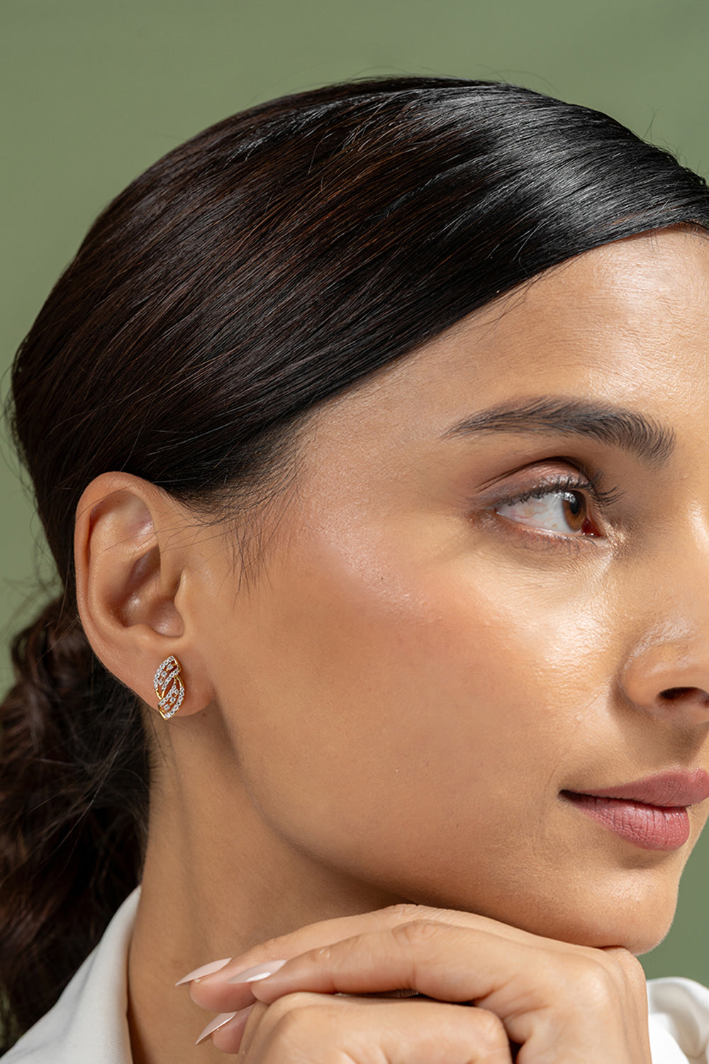 Fryda Silver Moissanite Earrings for Women | 22KT Gold Vermeil - Shinez By Baxi Jewellers