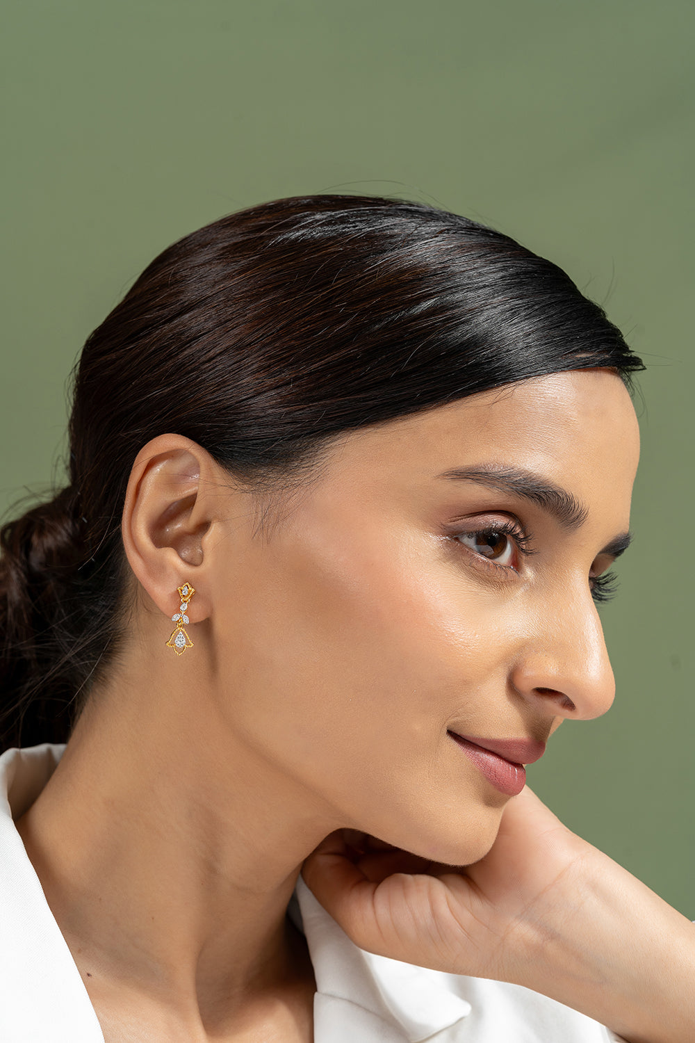 Kadie Silver Moissanite Dangle Earrings | 22KT Gold Vermeil - Shinez By Baxi Jewellers