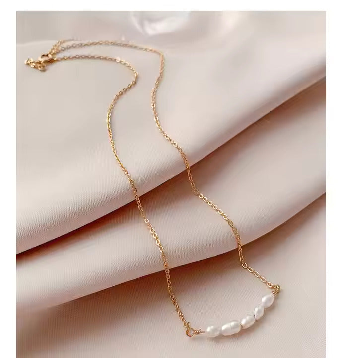 Fresh Water Pearl Pendant Dainty Chain Necklace | 18kt Gold Coated - Shinez By Baxi Jewellers