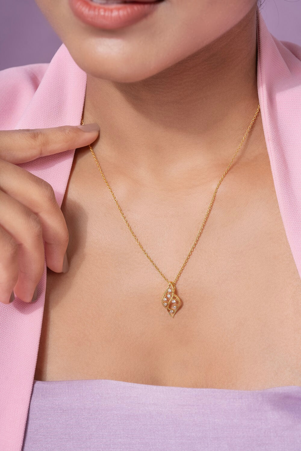 Rica Silver Pendant with Chain | 22KT Gold Vermeil - Shinez By Baxi Jewellers